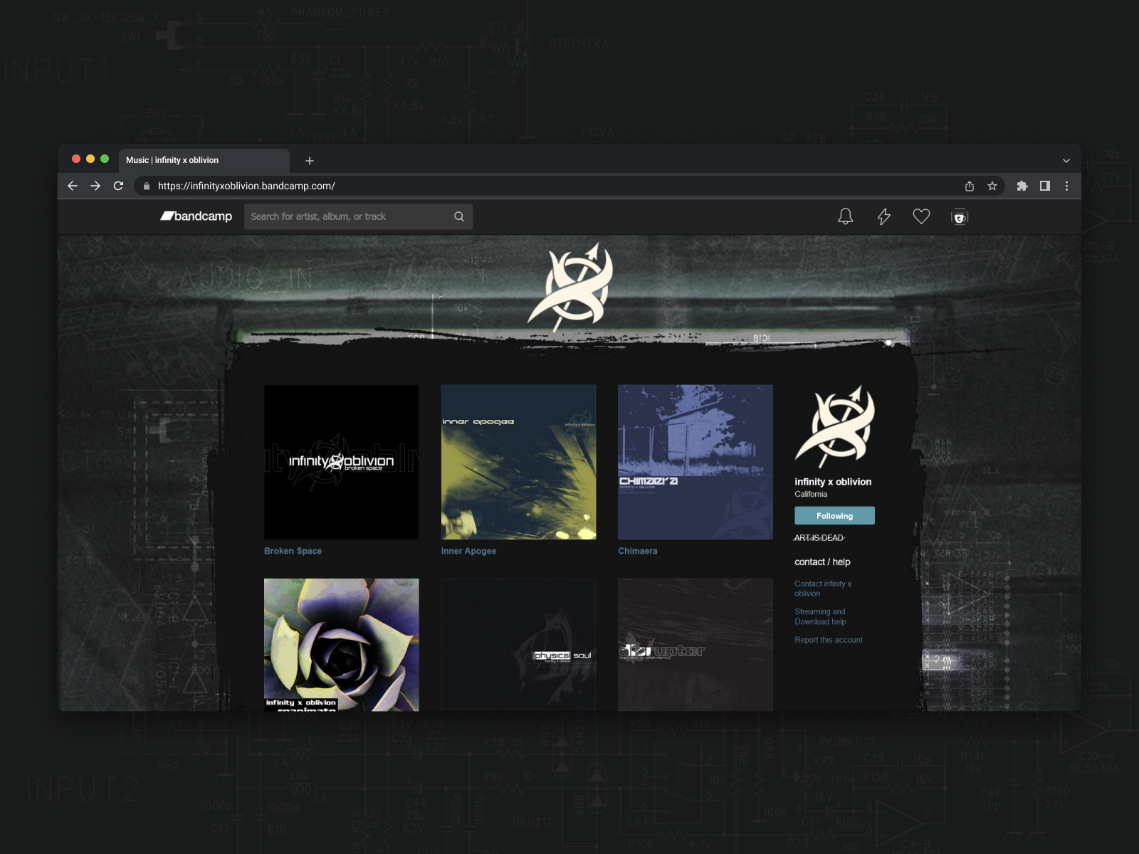 infinity x oblivion's BandCamp page.